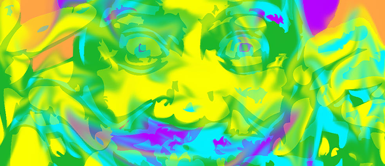 A multicoloured and psychedelic portrait of a person