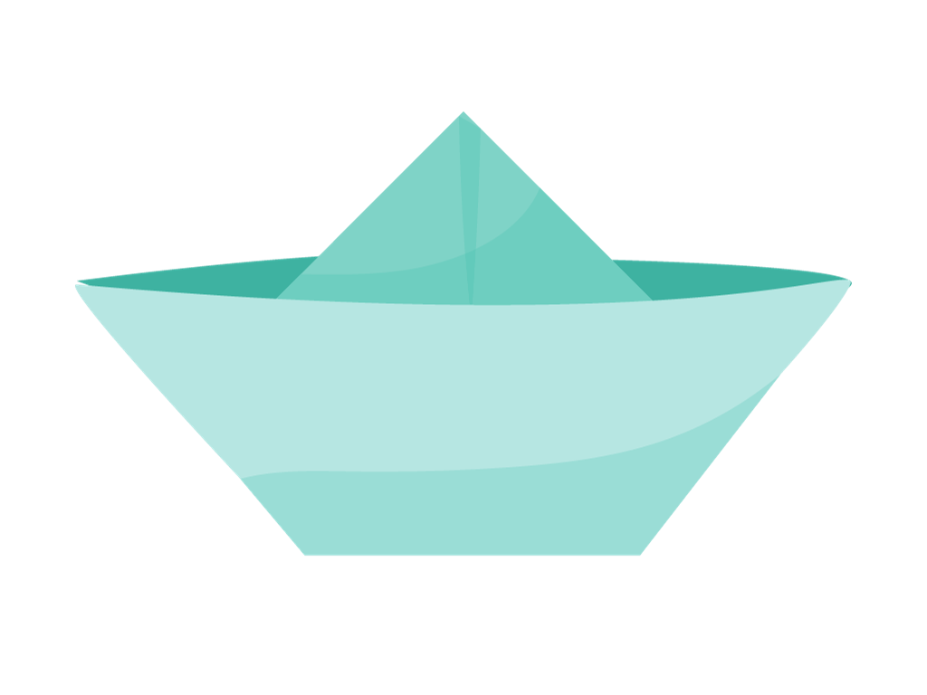 illustration of a blue paper boat on a plain background