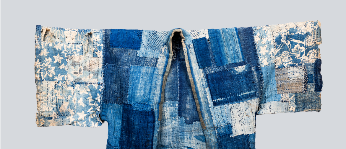 boro garment in blue denim